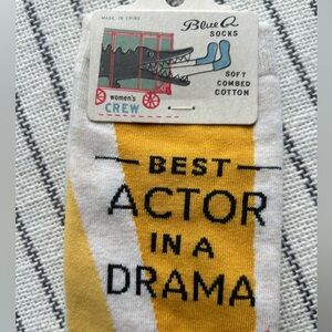 Blue Q “Best Actor in a Drama” Socks - Yellow, Black and White